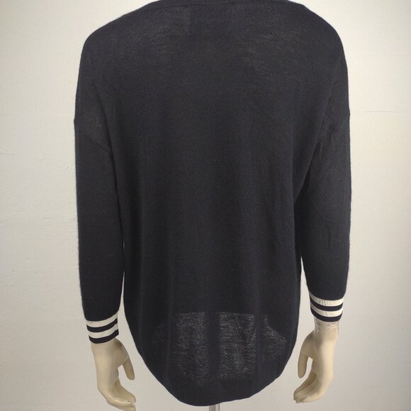 Lands' End black thin lightweight V-Neck 100% Cashmere sweater ladies XL - Picture 4 of 8